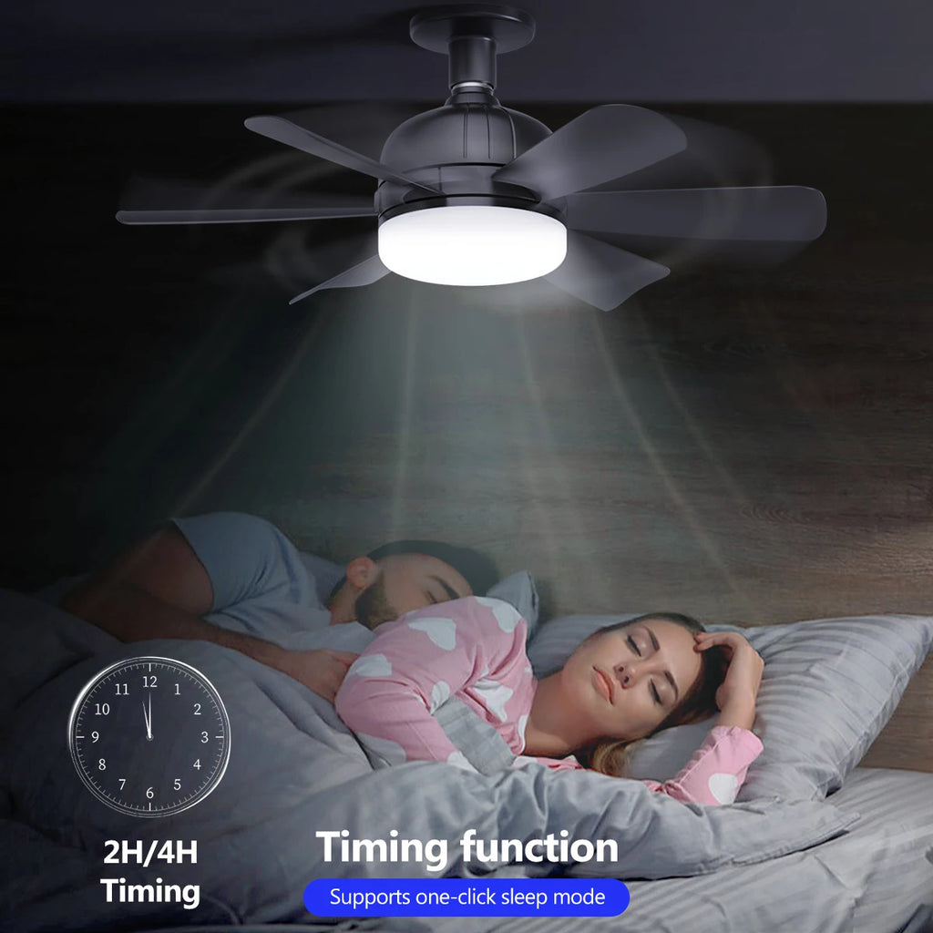 LED Ceiling Fan Light E26/E27 with Remote, Dimmable 3-Color, Speed Control for Living Room and Study