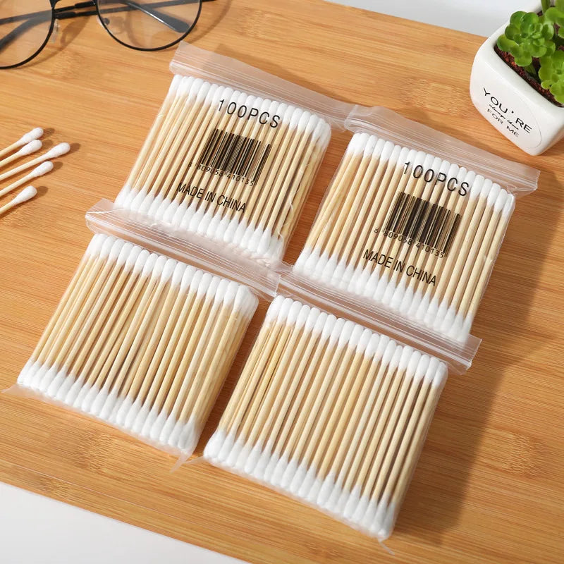 CowLost | double-head-wood-cotton-swab-women-makeup-lipstik-cotton-buds |11