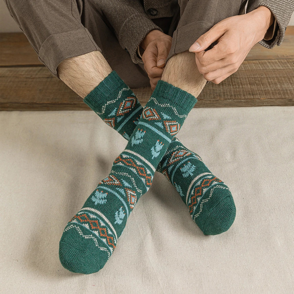 CowLost | sporting-goods-5-pairs-thick-warm-winter-socks-for-men-women-retro-style |5