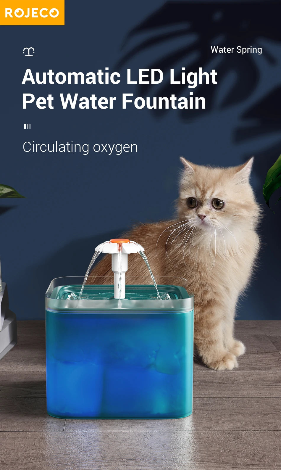 CowLost | cat-food-rojeco-led-cat-water-fountain-filter-automatic-dispenser |7
