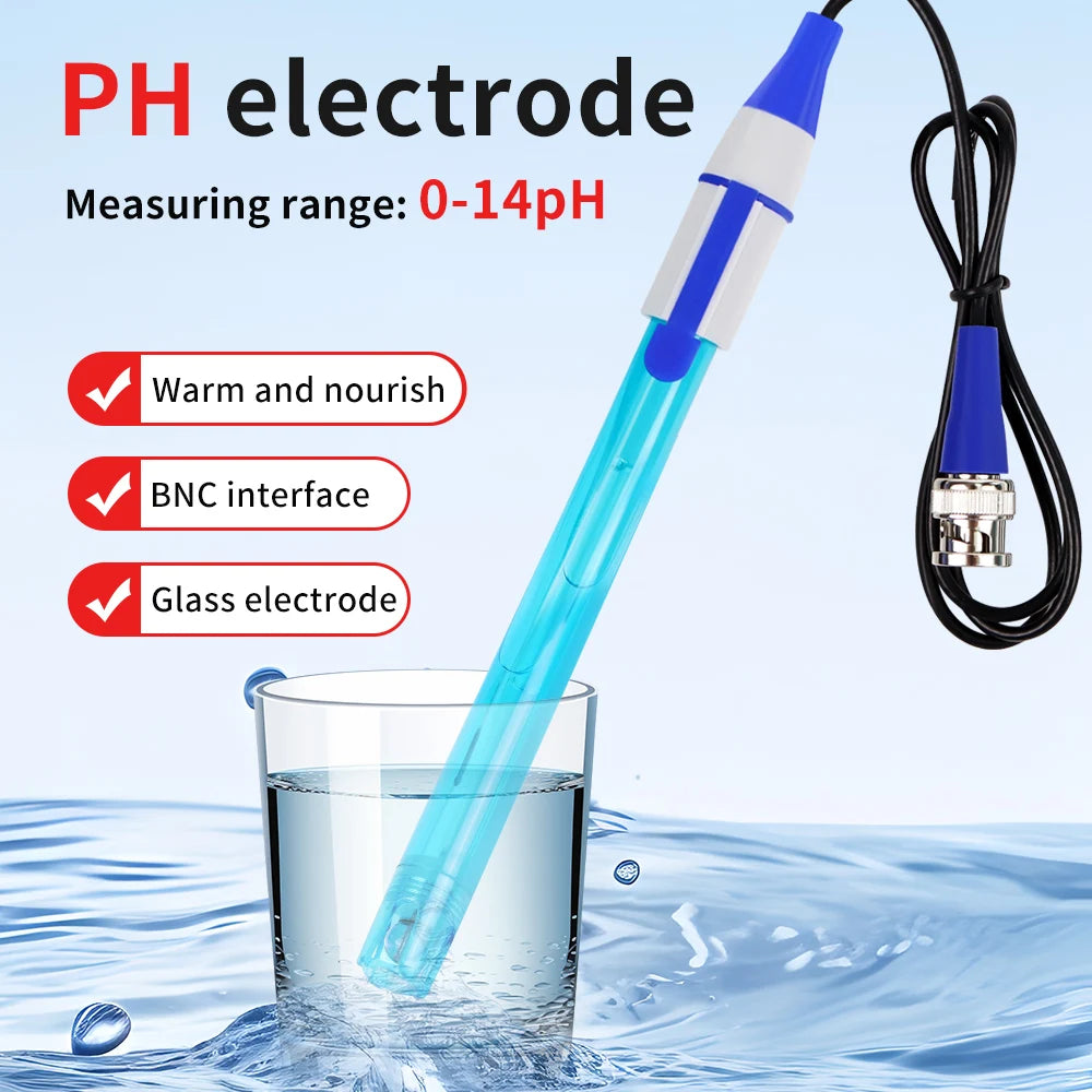 PH Electrode Probe BNC Connector ORP Replacement Sensor IP65 Glass Composite for Lab Aquarium