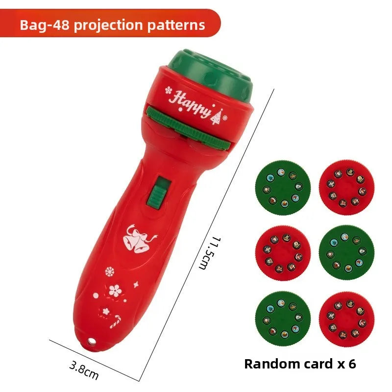 Christmas Cartoon Projection Flashlight Toy with 3-10 Cards for Kids Bedtime Stories