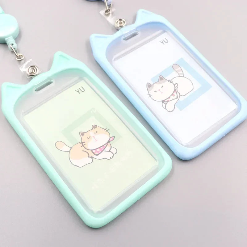 1PC Cute Cartoon Cat Card Holder Bank Identity Bus ID Card Holder