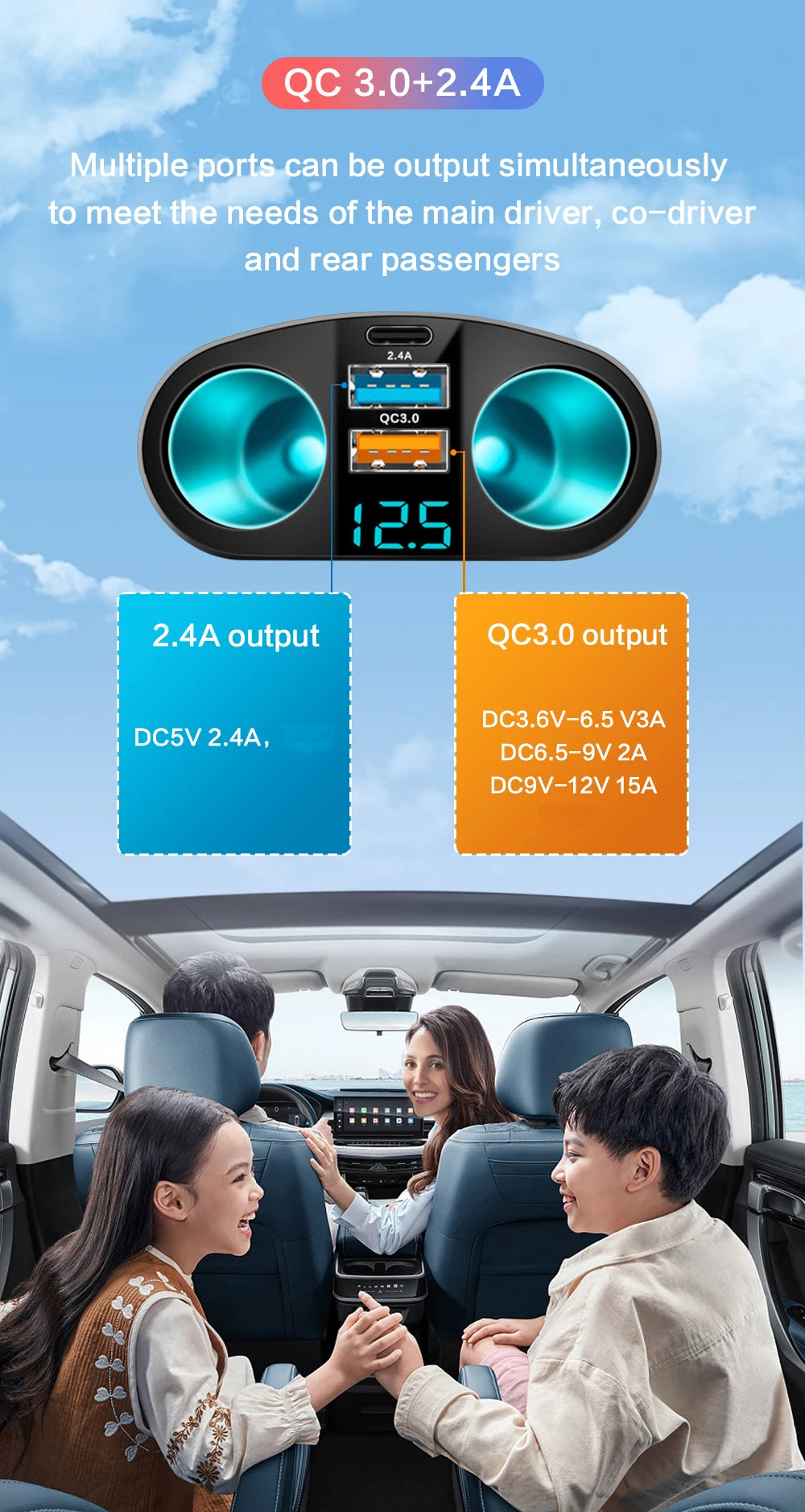 CowLost | product_id-baideluo-dual-port-car-charger-with-digital-display-and-qc3-0-usb-ports |7