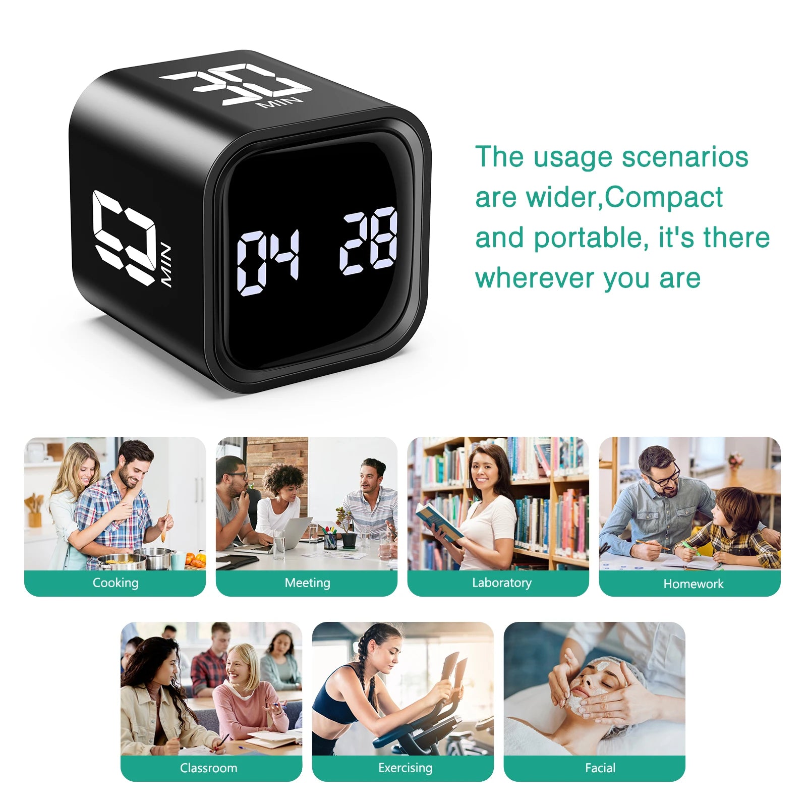 Cube Timer Custom Countdown Gravity Sensor for Tasks Work Study Kitchen