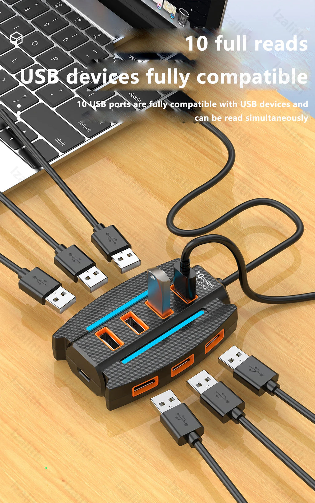 CowLost | usb-hub-10-port-usb-2-0-usb-splitter-card-reader |13