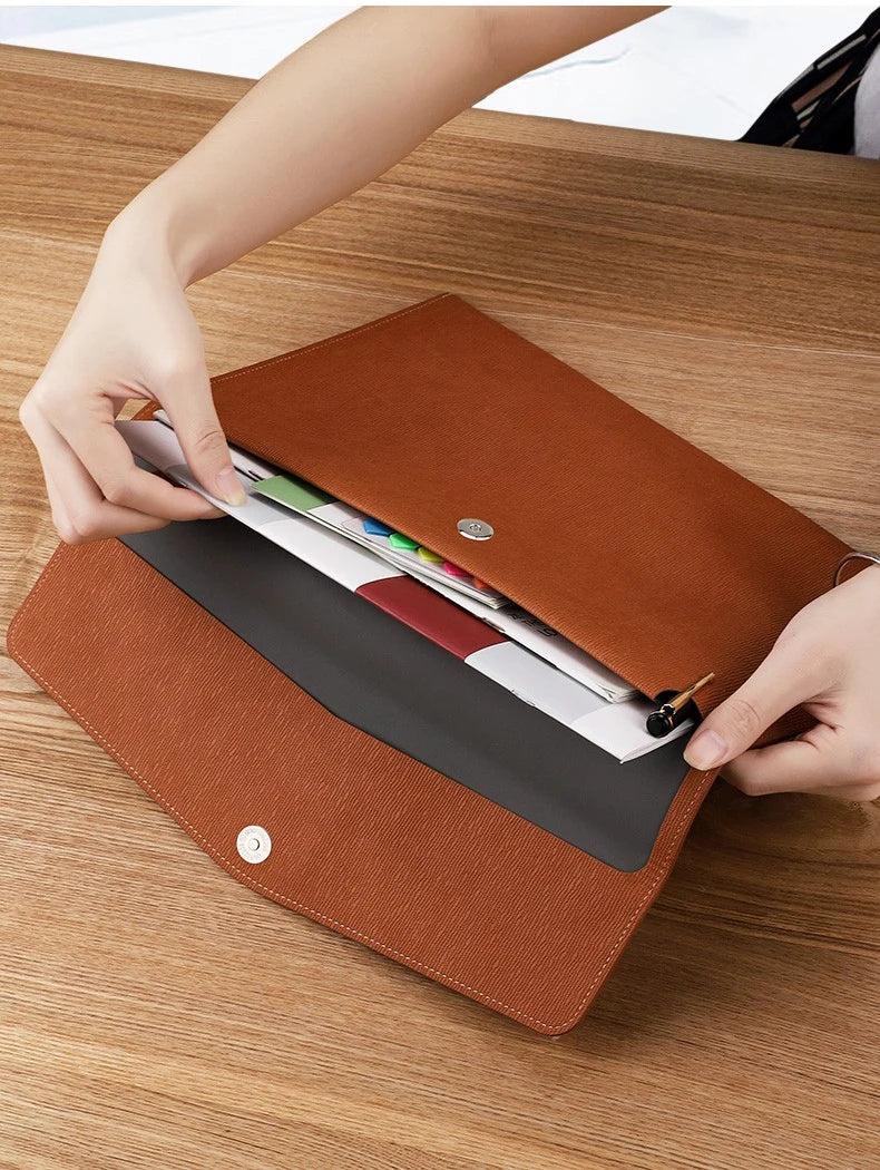 CowLost | faux-leather-document-bag-business-information-bag |10