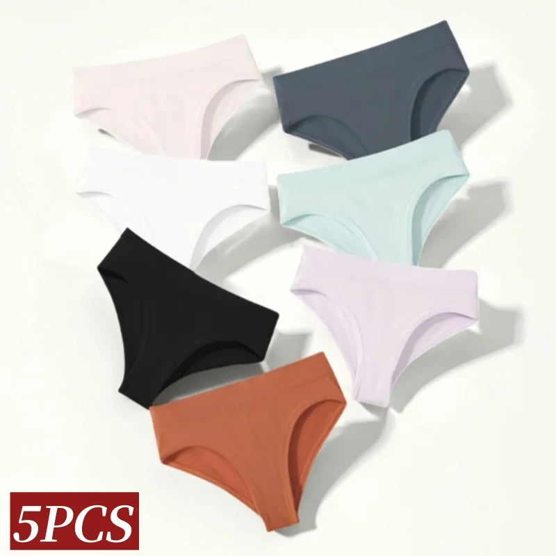 CowLost | product_id-5pcs-high-rise-seamless-womens-solid-color-briefs-s-xxxl |2