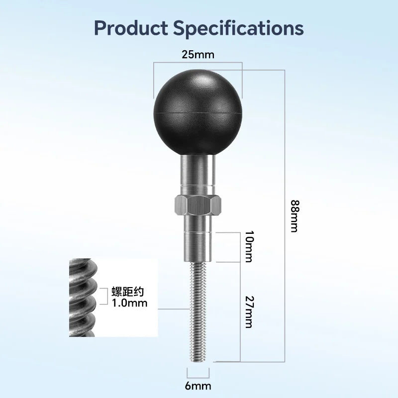 CowLost | product_id-fanaue-car-a-pillar-m6-screw-ball-head-base-with-25mm-extension-rod-non-slip-mobile-phone-holder-accessory |6