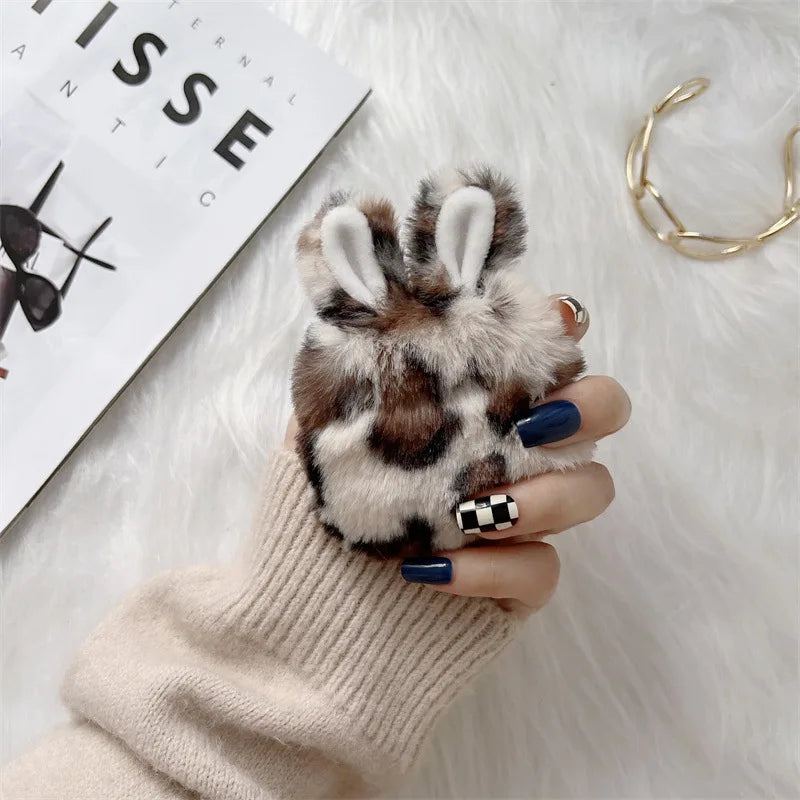 CowLost | cartoon-leopard-print-rabbit-ear-plush-earphone-case-for-airpods-1-4-pro-2 |9