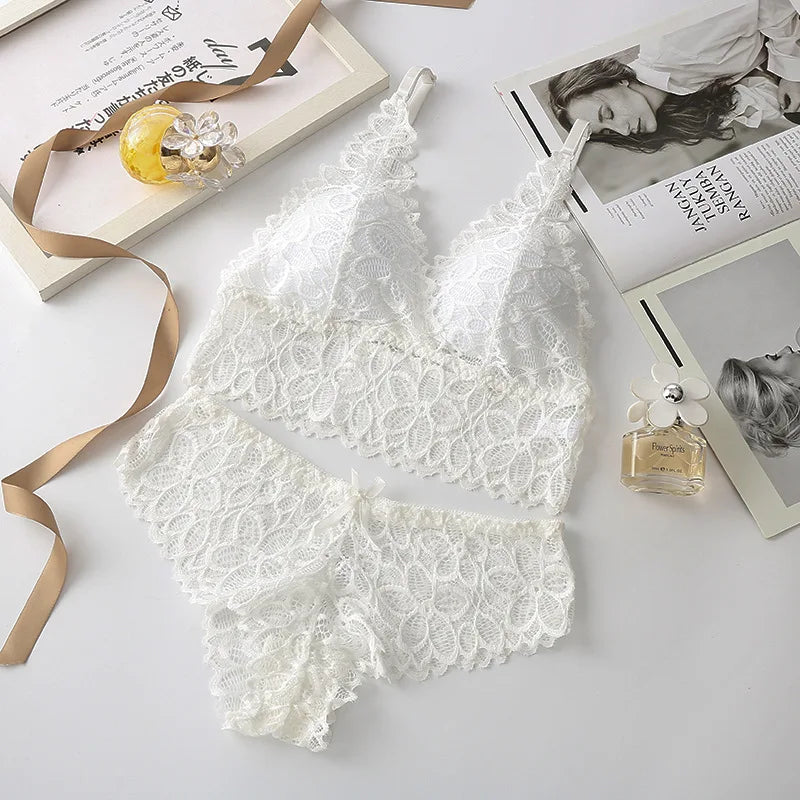 CowLost | product_id-women-s-lace-embroidered-push-up-bra-and-panties-set-solid-color-lingerie |9