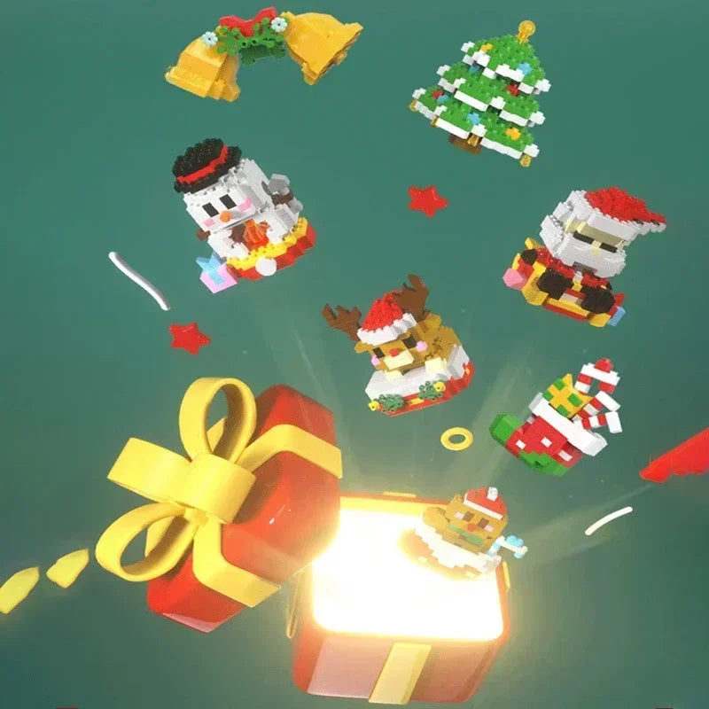 Christmas Micro Building Block Set Santa Claus Reindeer Puzzle Toy for Kids