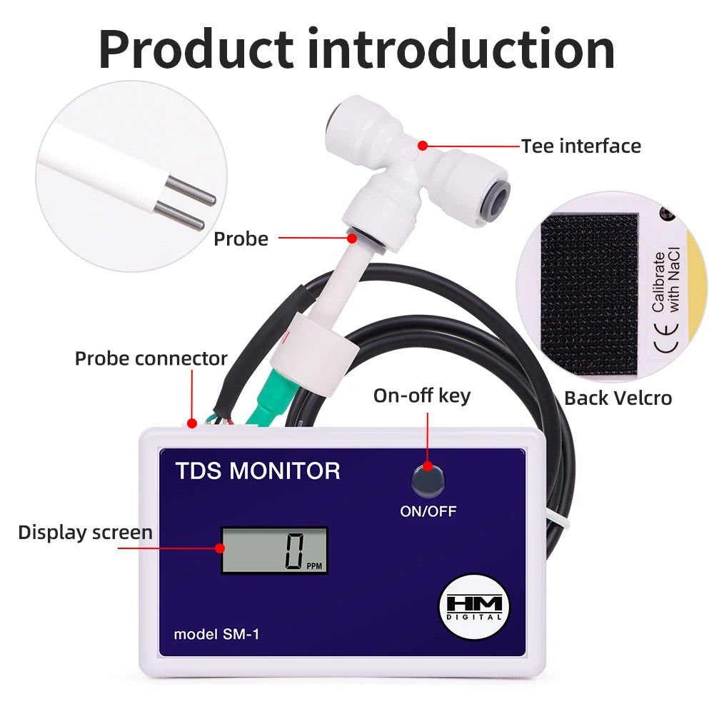 HM Digital TDS Monitor 0-9990 PPM Water Quality Tester Single/Triple Meter for Aquariums Hydroponics Drinking Water