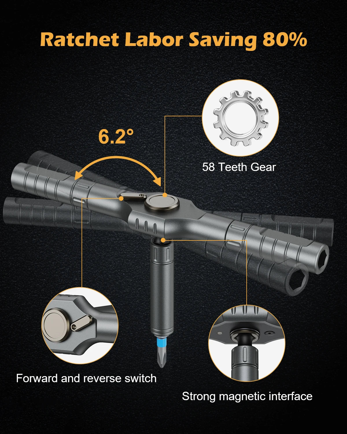34-in-1 Magnetic Ratchet Screwdriver Set with Detachable Handle for DIY Repair