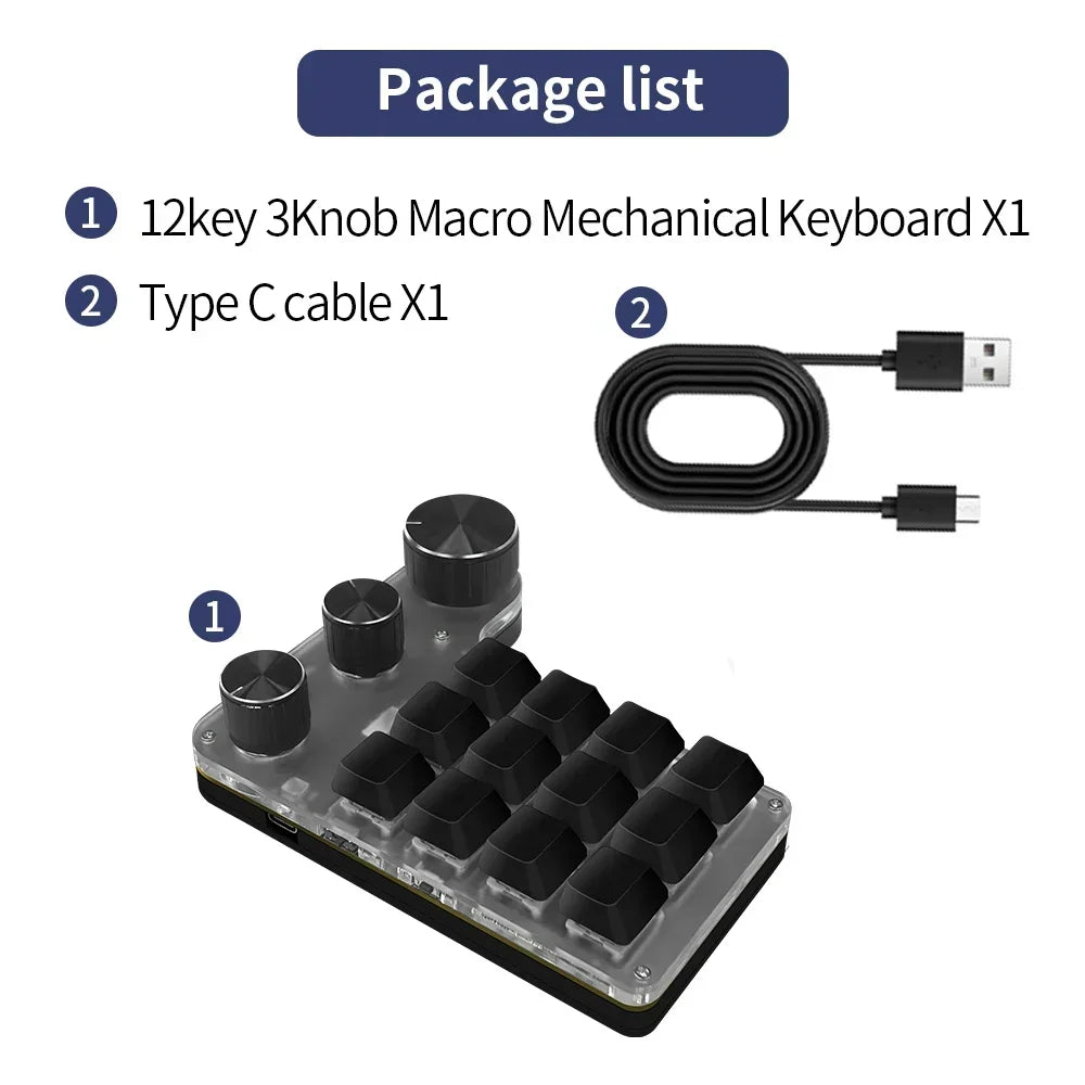 CowLost | product_id-bluetooth-mini-mechanical-macro-keyboard-12-keys-3-knobs-rgb-hot-swap-macropad |16