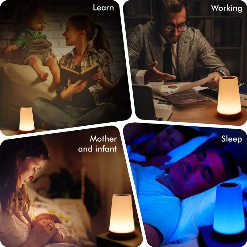 CowLost | usb-touch-control-led-night-light-13-colors-changing-dimmable-bedside-table-lamp-with-remote-for-bedroom-camping-reading-decor-1 |5