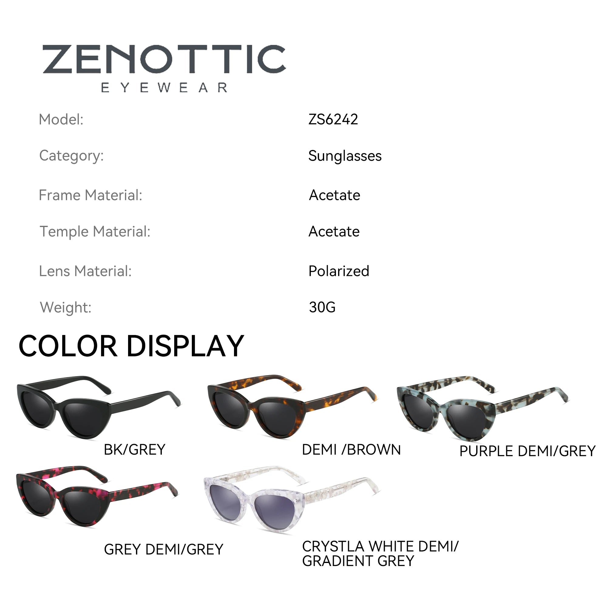CowLost | zenottic-retro-cat-eye-polarized-sunglasses-handmade-acetate-uv400-protection |3