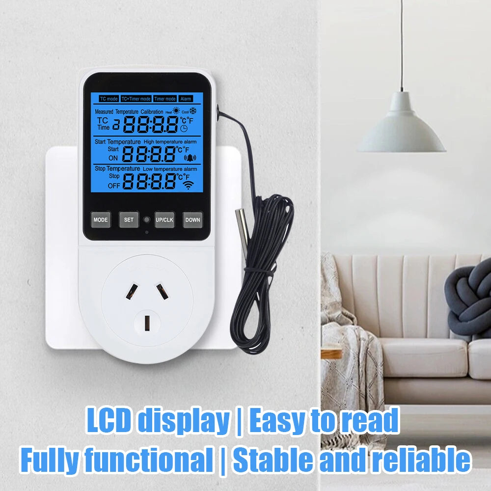LCD Timer Socket Thermostat Temperature Controller AC110-230V for Heating Cooling