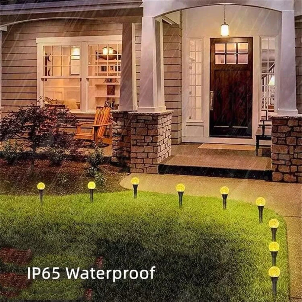Solar Outdoor Fairy Lights Warm White LED Globe with 8 Modes Waterproof Stake Lamp for Yard Pathway