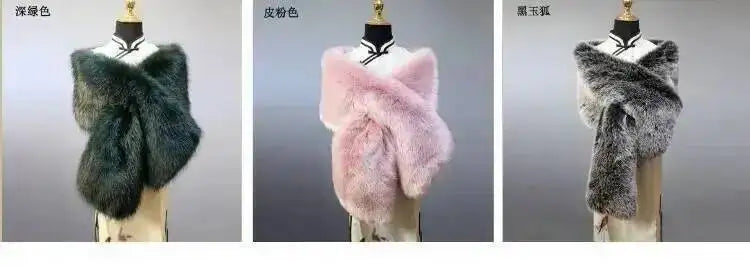 CowLost | 32-colors-165-30cm-women-luxury-warm-faux-fox-fur-shawl-winter-ladies-plush-scarf |4