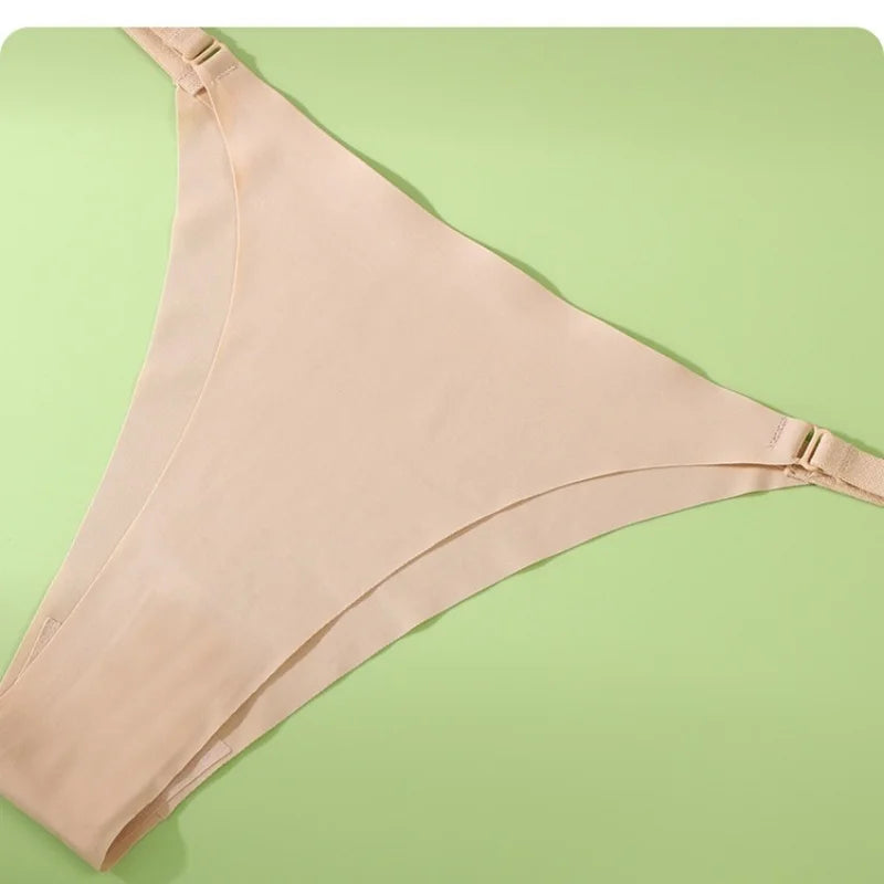 CowLost | product_id-4pcs-women-s-seamless-low-rise-ice-silk-brazilian-briefs-with-side-buckle-s-xl |6