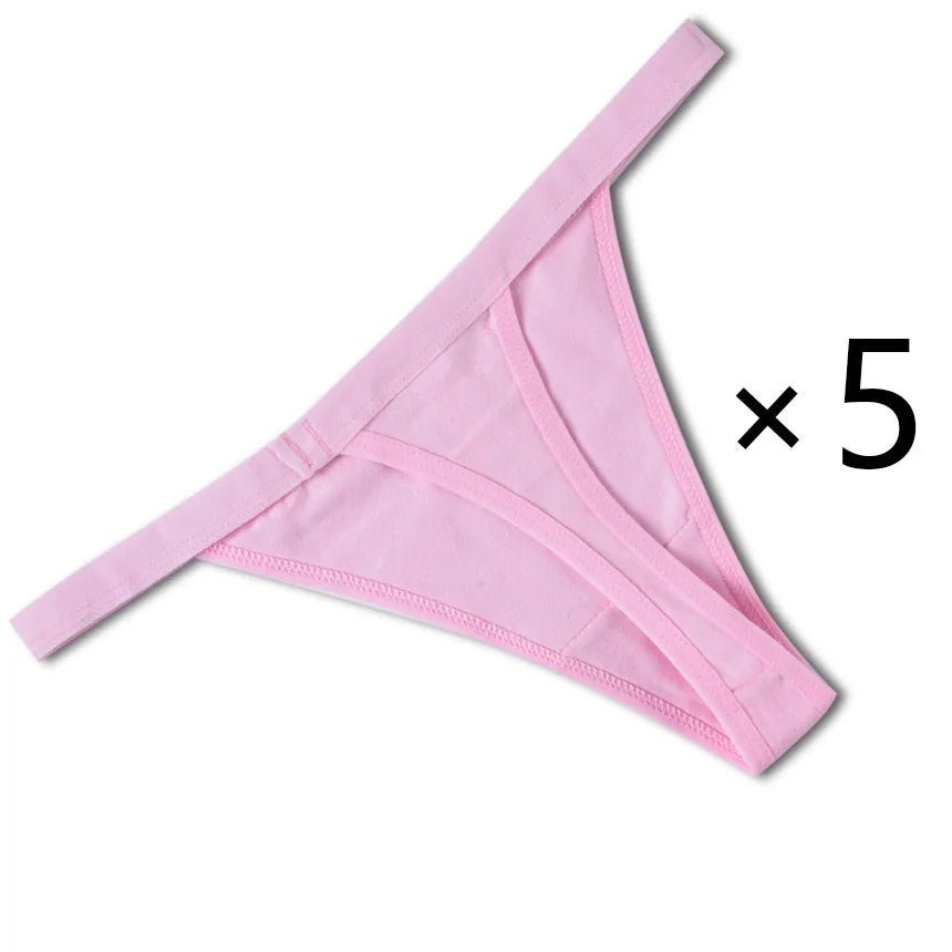 CowLost | 5pcs-women-rib-g-string-thongs-sexy-female-low-waist-panties |15