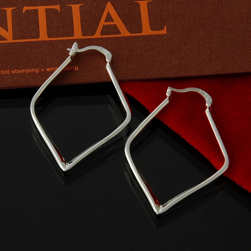 CowLost | business-card-cases-925-sterling-silver-geometric-hoop-earrings |3