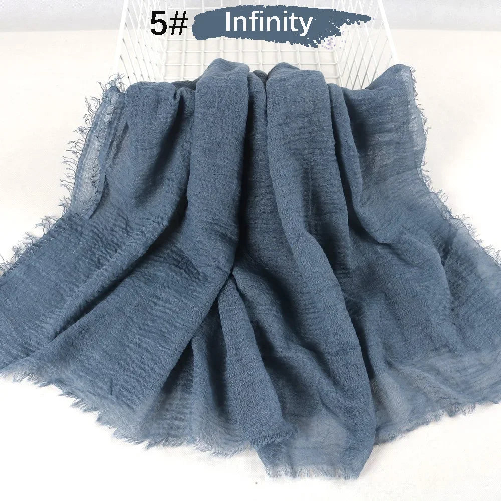 180X90CM Muslim Women Crinkle Hijab Soft Cotton Scarf