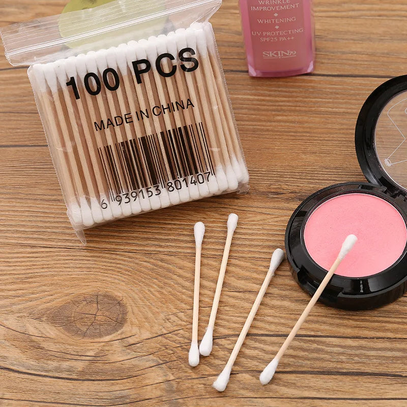 CowLost | 500pcs-double-head-wood-cotton-swab-nose-ears-cleaning |8