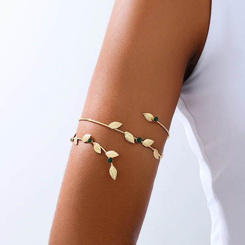 CowLost | bohemia-simple-adjustable-upper-arm-cuff-bracelet-for-women-starfish-pearl-zircon-leaf-star-moon-open-bangle |11