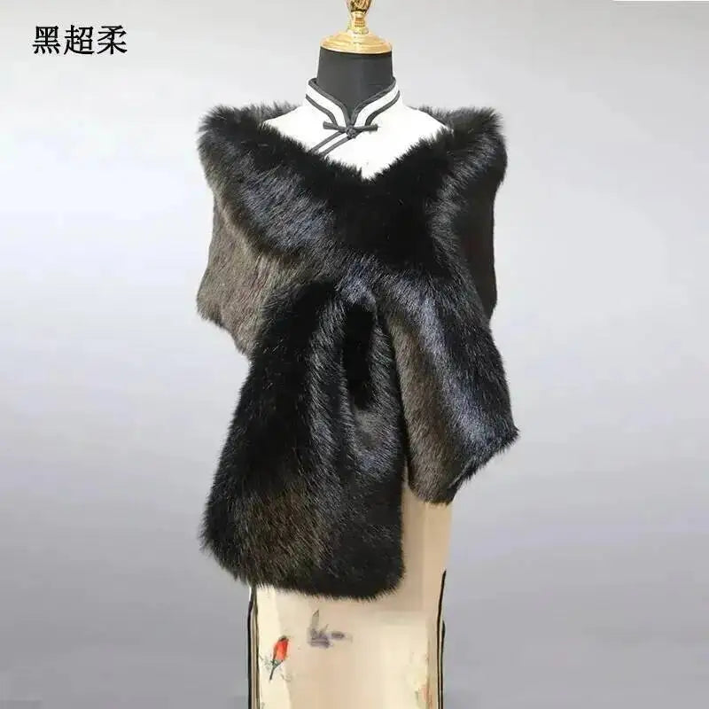 CowLost | 32-colors-165-30cm-women-luxury-warm-faux-fox-fur-shawl-winter-ladies-plush-scarf |73