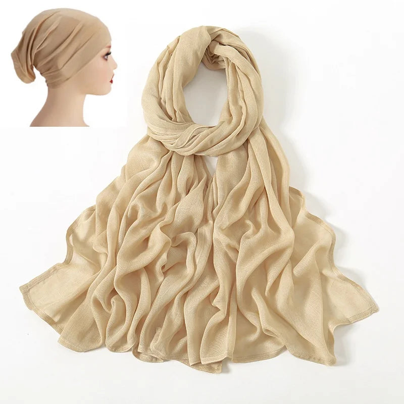 CowLost | 2pcs-set-hijab-matching-color-jersey-cap-lady-plain-viscose |28