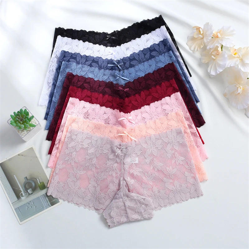 CowLost | activewear-pants-4pcs-womens-low-waist-lace-boyshorts-underwear |12