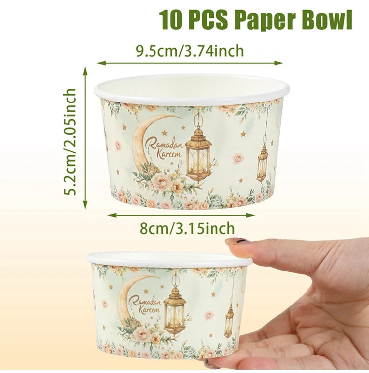 CowLost | 10pcs-ramadan-paper-bowl-eid-mubarak-decoration-for-home-food-holders |18