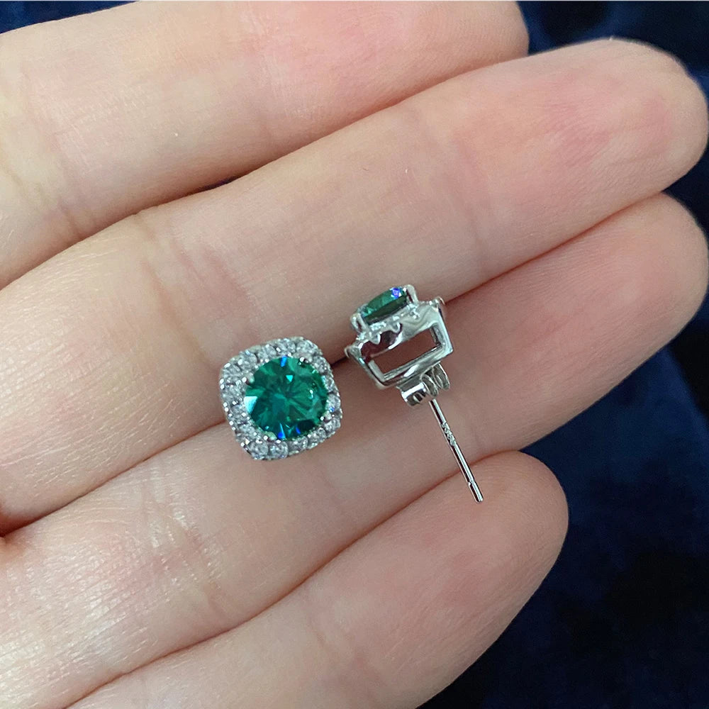 CowLost | business-card-cases-925-sterling-silver-lab-blue-green-moissanite-stud-earrings |3