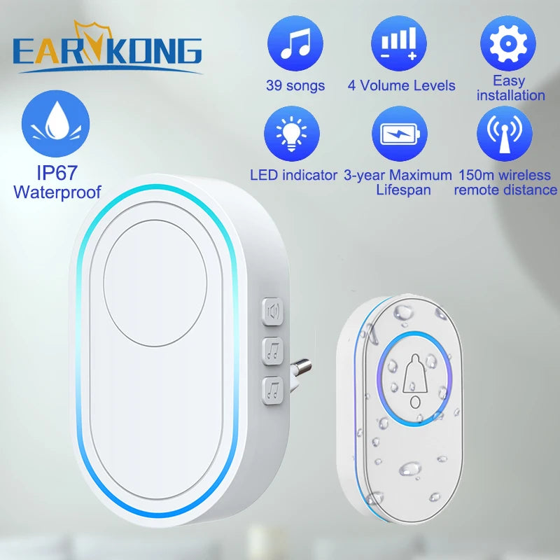 CowLost | intelligent-wireless-doorbell-home-welcome-doorbell-waterproof-300m-remote-smart-door-bell |2