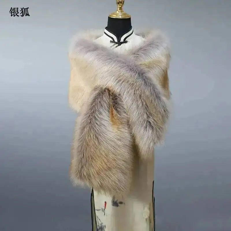 CowLost | 32-colors-165-30cm-women-luxury-warm-faux-fox-fur-shawl-winter-ladies-plush-scarf |70