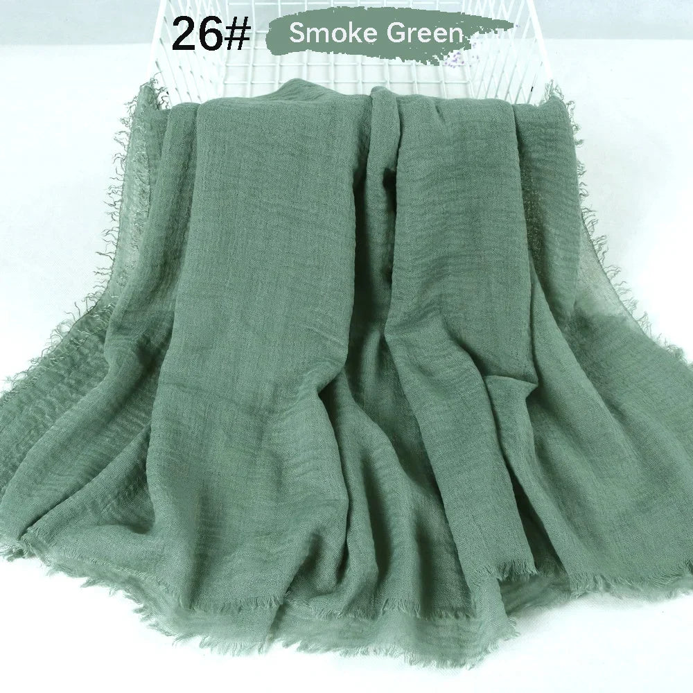 180X90CM Muslim Women Crinkle Hijab Soft Cotton Scarf
