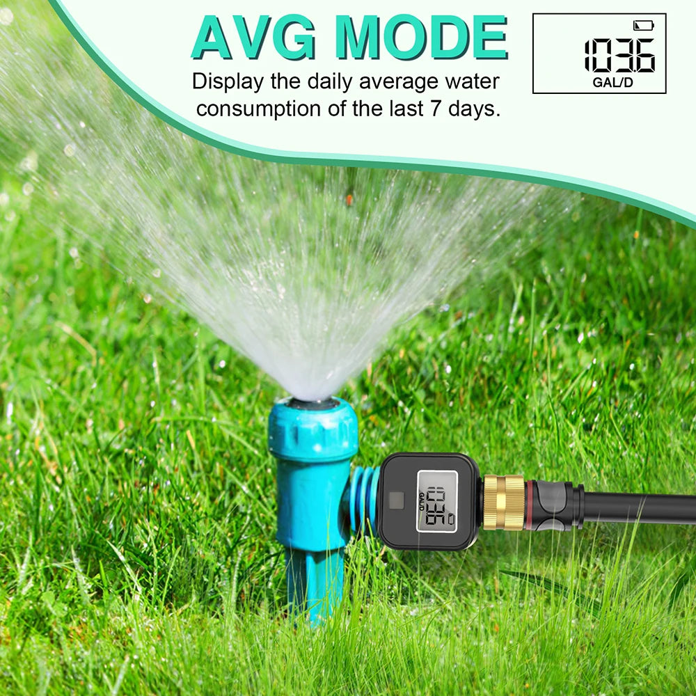 Waterproof 3/4" LCD Water Flow Meter for Irrigation Faucet Hose Sprinkler Outdoor Use