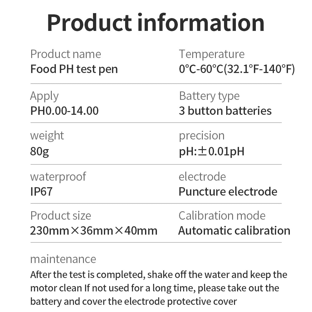 Digital PH Meter with Backlight for Food, Soil, Cosmetic, Cheese, Meat, Fruit, Dough Testing