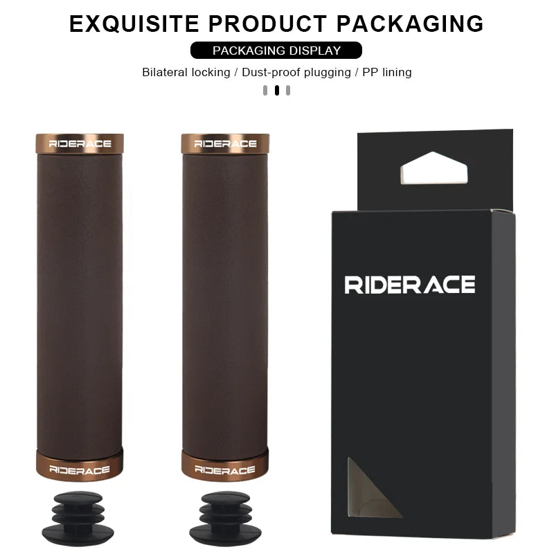 CowLost | riderace-bicycle-grips-lock-on-mountain-bike-handle-bar-cover-ergonomic-brown-shockproof-tpr-rubber-mtb-cycling-handlebar-grips |8