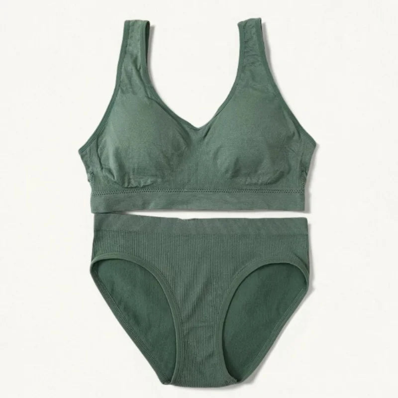 CowLost | product_id-women-seamless-wire-free-sports-bra-low-waist-briefs-set-comfortable-lingerie |2