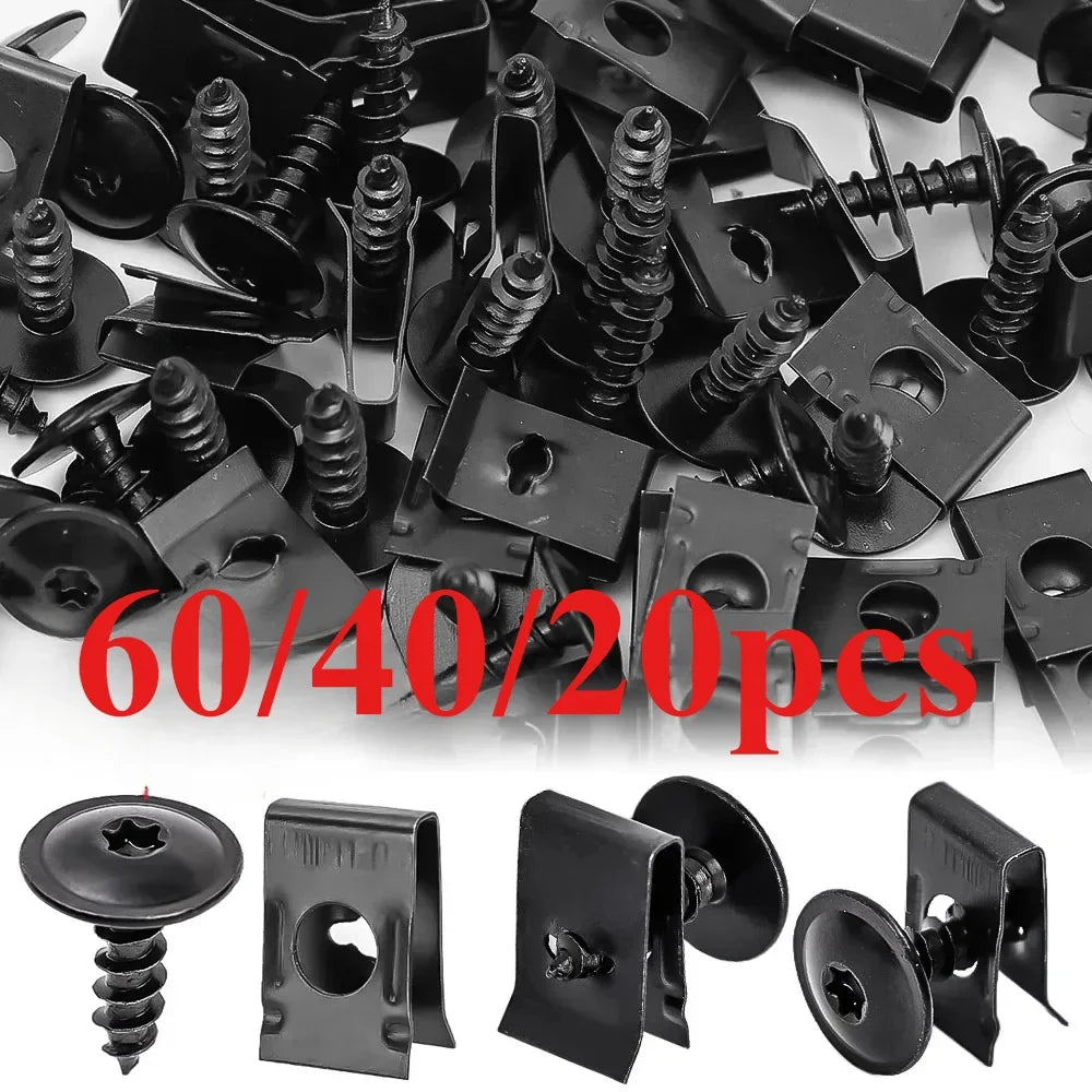 CowLost | product_id-60-40-20pcs-car-motorcycle-metal-u-type-screw-tapping-clips-with-anti-rust-buckles |7