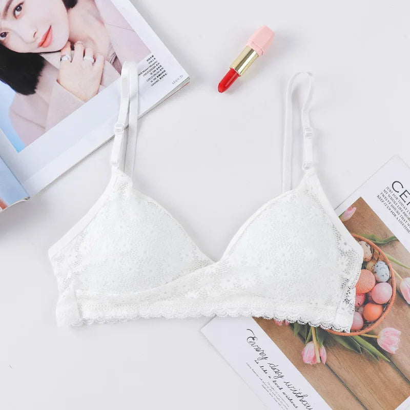 CowLost | product_id-floral-lace-v-neck-padded-non-wire-push-up-bralette-for-women |22