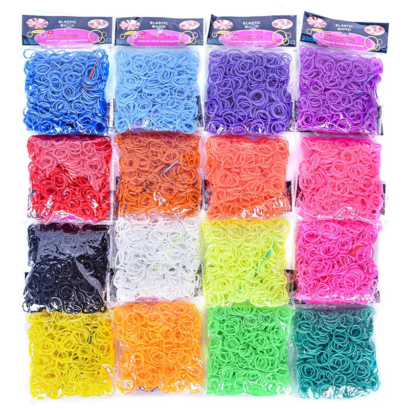 600Pcs Rainbow Rubber Band Loom Kit with S-Clips for DIY Bracelets and Hair Ties