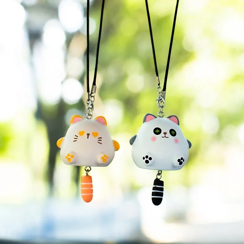 CowLost | product_id-resin-chubby-anime-cat-rearview-mirror-pendant-with-wagging-tail-ornament-gift |2