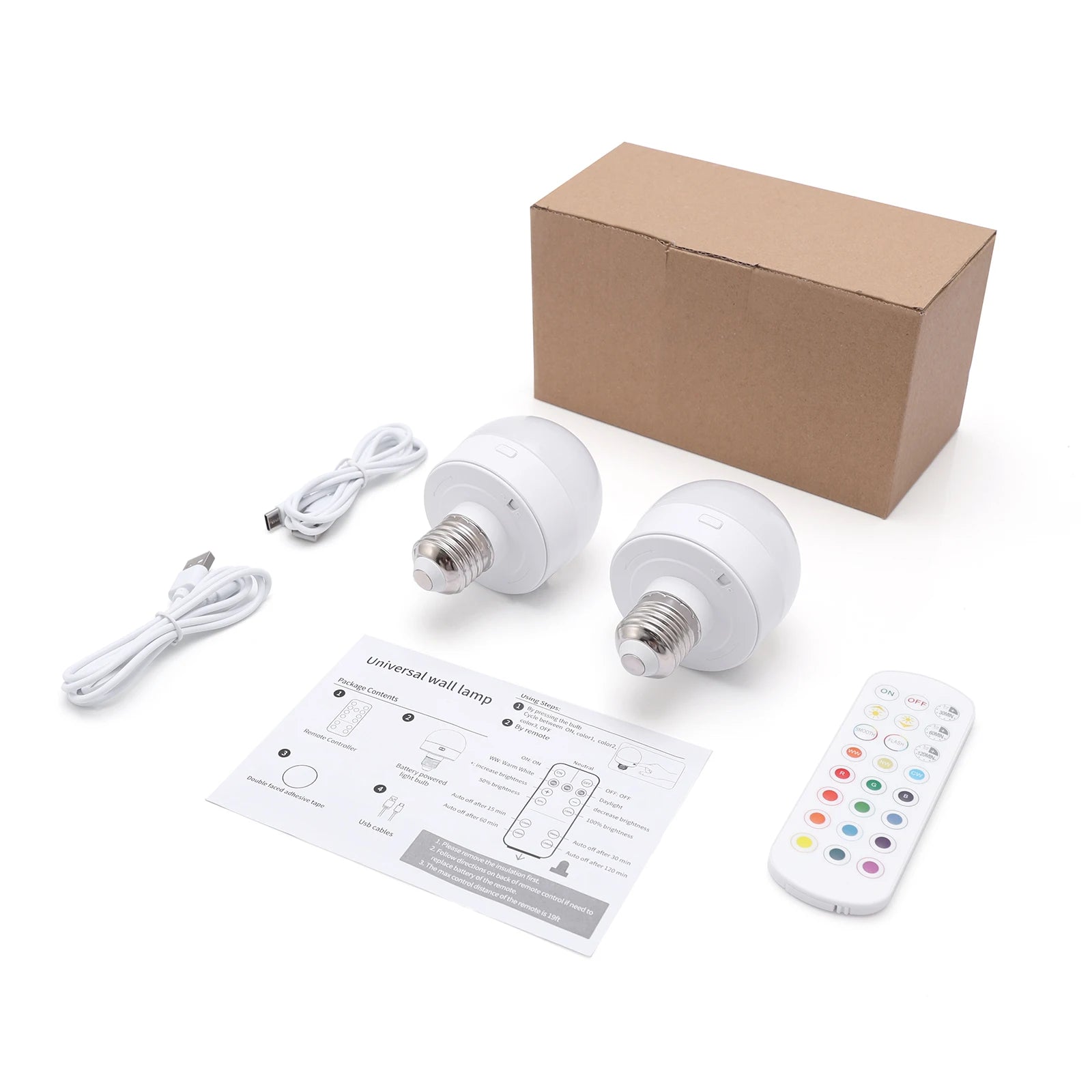 ORIA Rechargeable E26/E27 LED Bulb with Remote, 3 Color Temperatures & RGB for Bedroom/Living Room