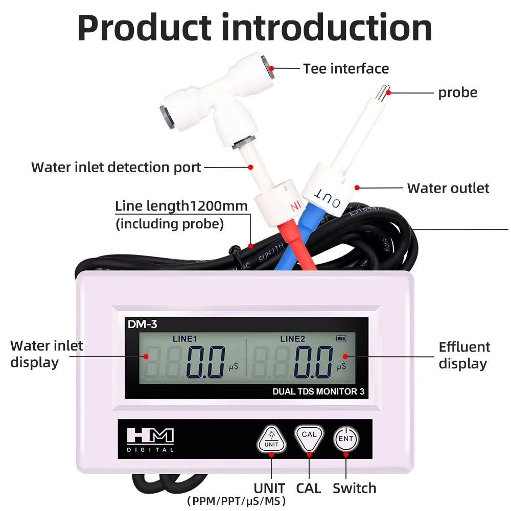 HM Digital Online Dual Channel TDS EC Meter LCD Water Quality Tester for Pool Laboratory