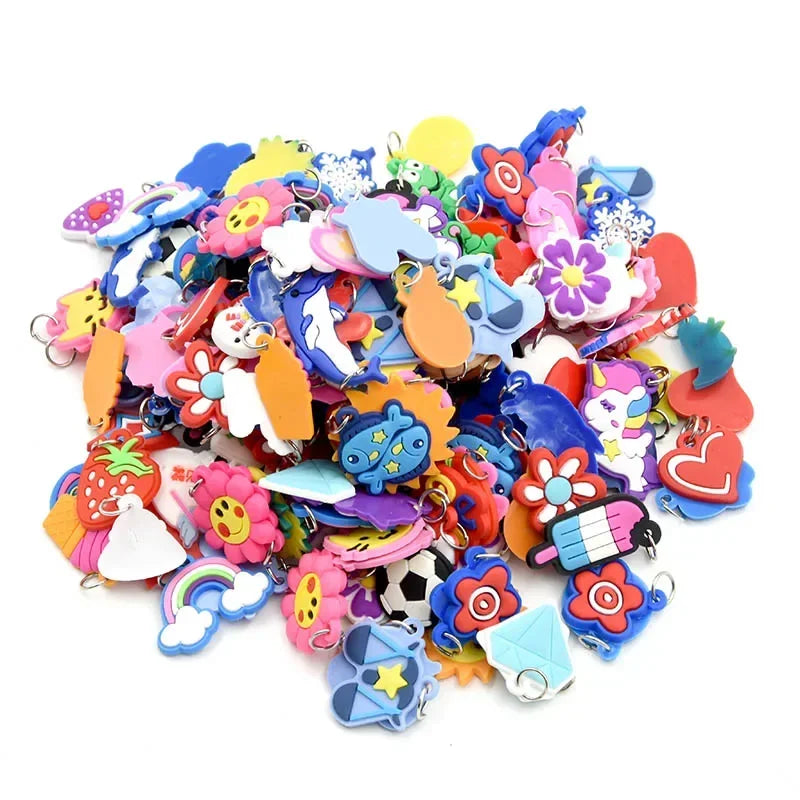 Soft Charms DIY Cartoon Animal Flower Bead Pendants for Rubber Loom Band Jewelry Making