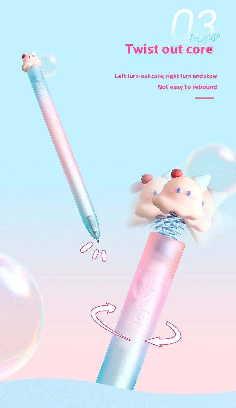 CowLost | product_id-4pcs-lopet-kwaii-cute-twist-gel-pens-color-changing-watermelon-vanilla-cream-quick-dry-black-ink-stationery-gift |25
